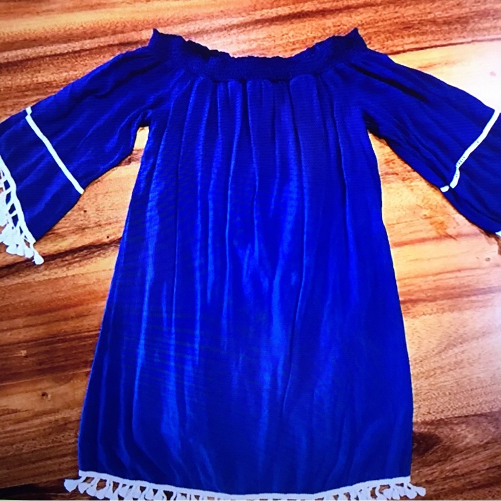 Wrangler Women's Navy Blue Off the Shoulder Tassel Fringe Dress Size Small - Picture 1 of 5